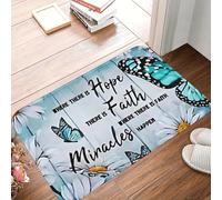 EAEQKOUC Alfombra 3D Patrón de Mariposas y Margaritas, Cita inspiradora de Milagro de la Esperanza y la Fe - Felpuda Lavable a máquina para salón, Decoraciones navideñas del Dormitorio