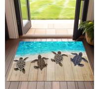 EAEQKOUC Alfombra 3D Pieza de Summer Beach Welcome Tapete de Tartuga Esterilla de Mar Estera de Verano Decoración de Puerta de Verano Costera City Home Imprescindibles Decoraciones navideñas