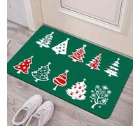 EAEQKOUC Alfombra 3D Set de felpudos de poliéster Lavables con Estampado de árbol de Navidad, de Entrada Hecha a máquina con Respaldo de PVC Antideslizante, Festiva para Interiores