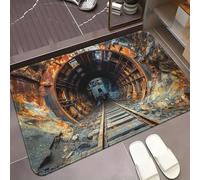 EAEQKOUC Alfombra 3D Túnel ferroviario con patrón de Cartel Te Quiero Felpudo en Puerta Impreso en HD - de poliéster Microfibra Absorbente Antideslizante para baño,