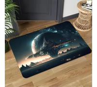 EAEQKOUC Alfombra Antideslizante de la estación Espacial de Ciencia ficción 3D - Alfombrilla Absorbente para Interiores y Exteriores Adecuada para la decoración del hogar, Duradera y elegante-40x60cm