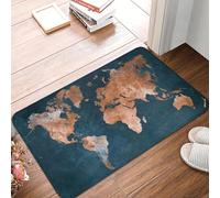 EAEQKOUC Alfombra de Puerta con Mapa del Mundo 3D Antideslizante Historia Geografía Cocina Baño Sala de Estar Alfombra Alfombra-50x80cm