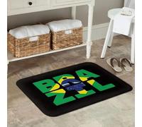 EAEQKOUC Alfombra Texto 3D con Bandera de Brasil Felpudo de Puerta Entrada de Cocina de Suelo de casa Antideslizante para Alfombrillas de balcón Bases para los pies-60x90cm