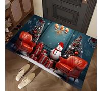 EAEQKOUC Palacio del árbol de Navidad, Festival de Alfombras de Papá Noel, Salón, Sofá, Dormitorio, Estudio, Cocina, Alfombra de Entrada, Esterilla Antideslizante 3D-50x80cm