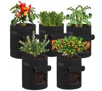 5 Piezas Bolsas de Cultivo de Patatas, 10 Gallones Bolsas para Plantar Patatas con Asas y Ventana, Bolsa de Siembra No Tejida para Patatas, Hortalizas, Frutas, Flores Plantas, Negro