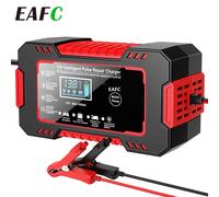 EAFC Universal Car Battery Charger 12V 8A 12V 6A Intelligent Pulse Repair Motorcycle Charger For Lead Acid LiFePO4 Batteries 12V 8A