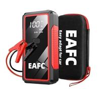 EAFCAuto 2000A 12V Arrancador portátil de batería para Coche, iluminación LED, SOS, Carga Rápida, Dispositivo de Arranque de Refuerzo para diésel de 4 l y Gasolina de 6 l (Negro+Caja)