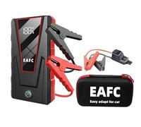 EAFCAuto Arrancador de batería portátil para coche de 1200A, dispositivo de arranque de 12V, Con clip inteligente y Iluminación de emergencia LED, Adecuado para gasolina de 4L/diésel de 2L(negro+Caja)