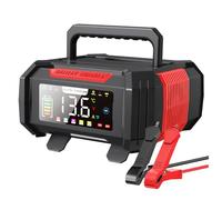 EAFCAuto Cargador de batería de Coche de 15 A, Pantalla a Color, portátil, con Cable Oculto, 12 V/24 V, Plomo-ácido, Cargador Universal Lifepo4