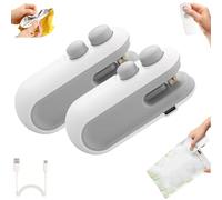 Eagerlyous Mini Bag Sealer with Cutter and Magnet, Mini Sealer Small Household Hand Pressure Sealers, 2 in 1 Gadget Cutter and Sealer, Portable Snack Plastic Bag Heat Sealing Machine (White*2)