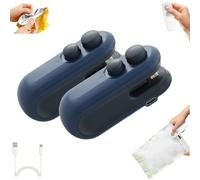 Eagerlyous Mini Bag Sealer with Cutter and Magnet, Mini Sealer Small Household Hand Pressure Sealers, 2 in 1 Gadget Cutter and Sealer, Portable Snack Plastic Bag Heat Sealing Machine (Blue*2)