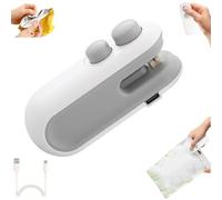 Eagerlyous Mini Bag Sealer with Cutter and Magnet, Mini Sealer Small Household Hand Pressure Sealers, 2 in 1 Gadget Cutter and Sealer, Portable Snack Plastic Bag Heat Sealing Machine (White)
