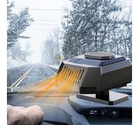 EagerMinds Calefactor para coche, portátil, función 2 en 1, calentador de coche con batería, calentador de estacionamiento móvil, 12 V, con batería, 150 W, calefacción rápida portátil, descongelación