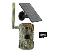 EagerMinds - Cámara de caza solar (4 MP, 14 MP, 4 G, cámara de caza al aire libre, infrarrojo gran angular de 170 °, audio bidireccional, impermeable IP66, detección de movimiento, cámara +128 G