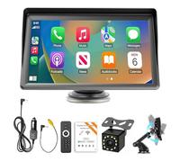 EagerMinds Carplay Coche, 7 Pulgadas Carplay Inalámbrico, Android Auto Inalámbrico, con Enlace Espejo, Bluetooth, Cámara de Regreso, AUX/USB/TF para Coches Camiones SUV Camionetas RV Vans (A)