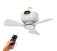 EagerMinds Lámpara LED de camping, ventilador de camping con luz, ventilador de camping USB, recargable, 3 velocidades, ventilador de tienda de campaña con LED para pesca, senderismo, exterior