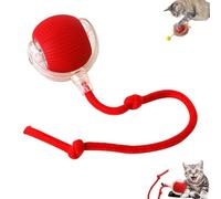 EagerMinds Pelota interactiva de juguete eléctrico automático para gatos de casa, Chewie Rolling Ball, juguete para gatos de movimiento irregular recargable (rojo)