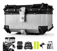 EagerMinds Topcase para Moto, Caja Superior de Aluminio, Baul Universal para Moto, Doble llave, impermeable, antirrobo, para guardar cascos y otros equipos de equitación (Plata, 65L)