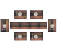 Eageroo Manteles Individuales Lavable marrón, Antideslizante Resistente al Calor para de PVC la Mesa de Comedor de Cocina, Vinilo Place Mats Juego de 6, 45x30cm (marrón + Camino de Mesa)