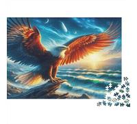 Eagle 1000 Pieces Adult Puzzle Eagle Over Ocean at Sunset for Adults Kids Age 12 Years + Gift 52x38cm 1000pcs