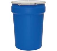 Eagle 30 Gallon Plastic Drum with Lid, Metal Lever-Lock, 28.5"x21.1", Open Head Lab Pack Drum Made of Durable, Lightweight HDPE, Withstands Weather and Chemicals, Made in USA, Blue, 1601MB