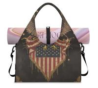 Eagle America Flag - Bolsa de lona deportiva vintage con compartimento para zapatos, fin de semana, bolsa de equipaje para gimnasio, yoga, viajes, color, L, Bolsa de viaje