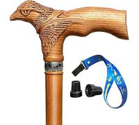 Eagle - Bastón de madera tallada con mango de mano tallado