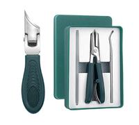 Eagle Beak Angled Nail Clippers 3-Piece Set, Eagle Beak Nail Clippers for Ingrown Toenails, Stainless Steel Clipper Kit (Green A)