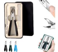 Eagle Beak Angled Nail Clippers 3-Piece Set, Eagle Beak Nail Clippers For Ingrown Toenails, Wide Jaw Opening Anti-Splash Slanted Nail Clipper For Thick Nails, Ingrown Care (BLACK)