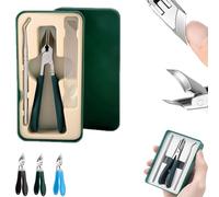 Eagle Beak Angled Nail Clippers 3-Piece Set, Eagle Beak Nail Clippers For Ingrown Toenails, Wide Jaw Opening Anti-Splash Slanted Nail Clipper For Thick Nails, Ingrown Care (GREEN)