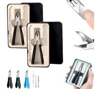 Eagle Beak Angled Nail Clippers 3-Piece Set, Eagle Beak Nail Clippers For Ingrown Toenails, Wide Jaw Opening Anti-Splash Slanted Nail Clipper For Thick Nails, Ingrown Care (2PCS-3)