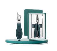 Eagle Beak Angled Nail Clippers, 3-Piece Sets of Eagle Beak Beveled Nail Clippers, Suitable for Nail Care, Wide Jaw Opening Anti-Splash Slanted Nail Clipper (Green-A)
