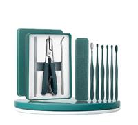 Eagle Beak Angled Nail Clippers, 3-Piece Sets of Eagle Beak Beveled Nail Clippers, Suitable for Nail Care, Wide Jaw Opening Anti-Splash Slanted Nail Clipper (Green-B)
