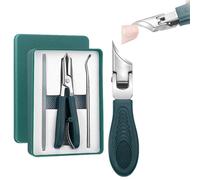 Eagle Beak Angled Nail Clippers, Eagle Beak Nail Clippers, Eagle Beak Angled Nail Clippers 3-Piece Set, Wide Jaw Opening Anti-Splash Slanted Nail Clipper for Thick, Ingrown Nails (Green)