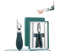 Eagle Beak Beveled Nail Clippers, 3-Piece Set Professional Oblique Slanted Clippers for Thick Nails & Ingrown Toenails Care, Super Sharp Anti-Splash Design for Men Women (Green)
