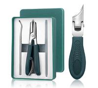 Eagle Beak Beveled Nail Clippers, Professional Ingrown Toenail Clippers Set, Nail File + Nail Tear Tool 3-Piece. for Thick Nails Various Situations (green)