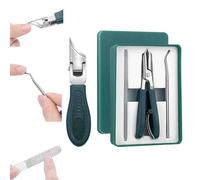 Eagle-Beak Beveled Nail Clippers,Slant Edge Nail Clipper With Nail File & Nail pick,Long Handle Wide Jaw Opening Anti-Splash Slanted Nail Clipper Set for Thick Hard and Ingrown Nails (Green)