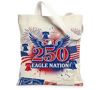 Eagle - Bolsa de lona para mujer, diseño patriótico de fuegos artificiales, campanas de libertad, día de la independencia, lavable, reutilizable, bolsas de compras, ideas para viajes al aire libre