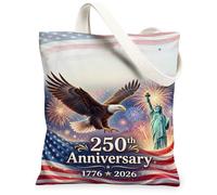 Eagle - Bolsa de lona para mujer, diseño patriótico de la estatua de la libertad, fuegos artificiales, día de la independencia, lavable, reutilizable, ideas para viajes, trabajo, compras, librería, 13