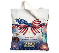 Eagle - Bolsa de lona para mujer, estatua festiva de la libertad de la independencia, lazo de la independencia, lavable, reutilizable, estética, ideas para familiares, amigos, colegas, lectura, amor