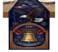 Eagle - Camino de mesa del 250 aniversario, decoración patriótica del hogar para el día de la independencia, diseño festivo rojo, azul y dorado, 13 x 72 pulgadas