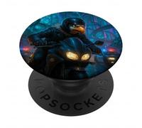 Eagle Cyberpunk Rider Motocicleta Motorista Synthwave PopSockets PopGrip Adhesivo