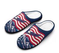 Eagle Flying Over - Pantuflas de franela con diseño de bandera de Estados Unidos para hombre, de espuma viscoelástica, suaves, cálidas, para el hogar, Estilo 33, 47/48 EU