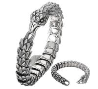 Eagle Head Titanium Steel Bracelet,Vintage Eagle Head Link Curb Chain Bracelet,Creative Punk Style Snake Shaped Eagle Bracelets,Steel Braided Animal Chain Bracelets(Silver,22cm/8.66in)