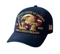 Eagle & Liberty - United States 250th Anniversary Hat, Adjustable Bald Eagle Printed Patriotic Baseball Cap for Men Women (Blue)