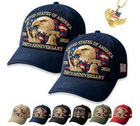 Eagle & Liberty - United States 250th Anniversary Hat, USA 250th Anniversary Hat, Adjustable Retro Washed Cap for Men Women (2A)