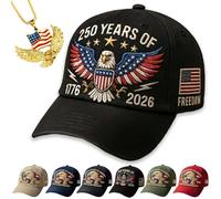 Eagle & Liberty - United States 250th Anniversary Hat, USA 250th Anniversary Hat, Adjustable Retro Washed Cap for Men Women (Black2)