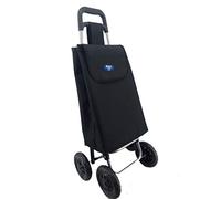 Eagle London - Carrito de la compra plegable con 4 ruedas, marco negro, bolsa de comestibles (estampado de estrellas/puntos) (negro)