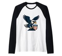 Eagle of Valor Fuerza Americana y espíritu de Libertad Camiseta Manga Raglan