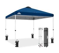 EAGLE PEAK Carpa Plegable con Bolsa con Ruedas, 8 Estacas, 4 Cuerdas, 4 Bolsas de Pesas, Montaje Fácil, 3x3 m, 9 m² de Sombra, Azul Oscuro